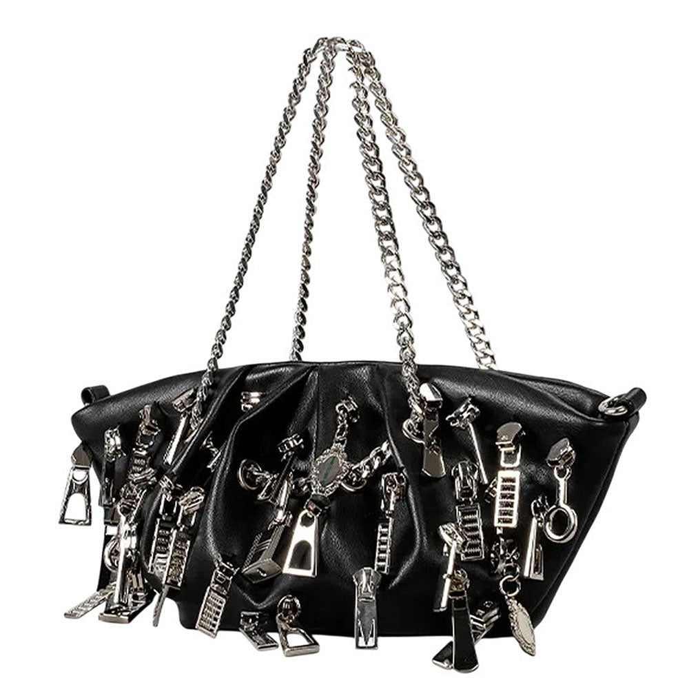 grunge aesthetic ruched chain bag boogzel clothing