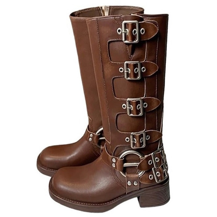 grunge buckle high boots boogzel clothing
