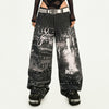 grunge chain print wide pants bogzel clothing
