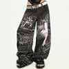 grunge chain print wide pants bogzel clothing