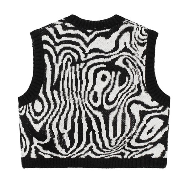 grunge eyes cropped knit vest boogzel clothing