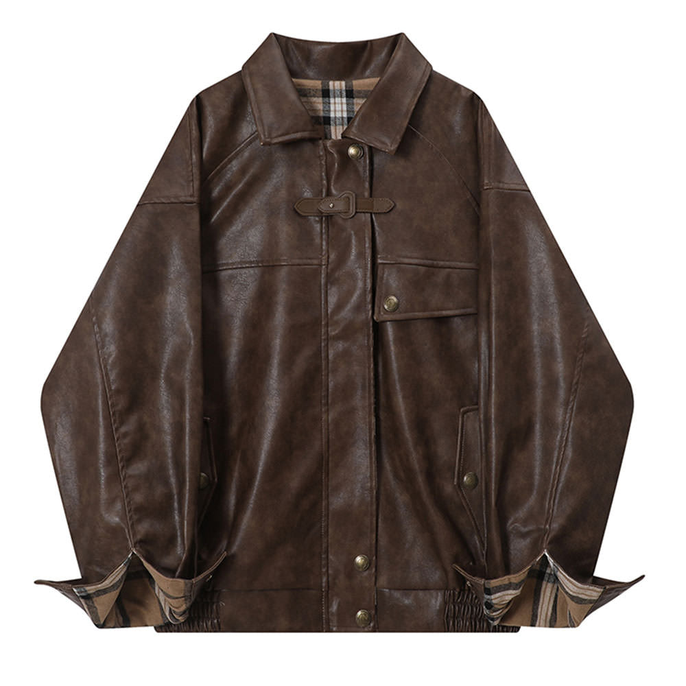 brown leather jacket boogzel clothing