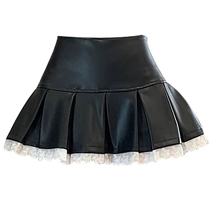 grunge leather lace mini skirt boogzel clothing