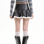 grunge leather lace mini skirt boogzel clothing