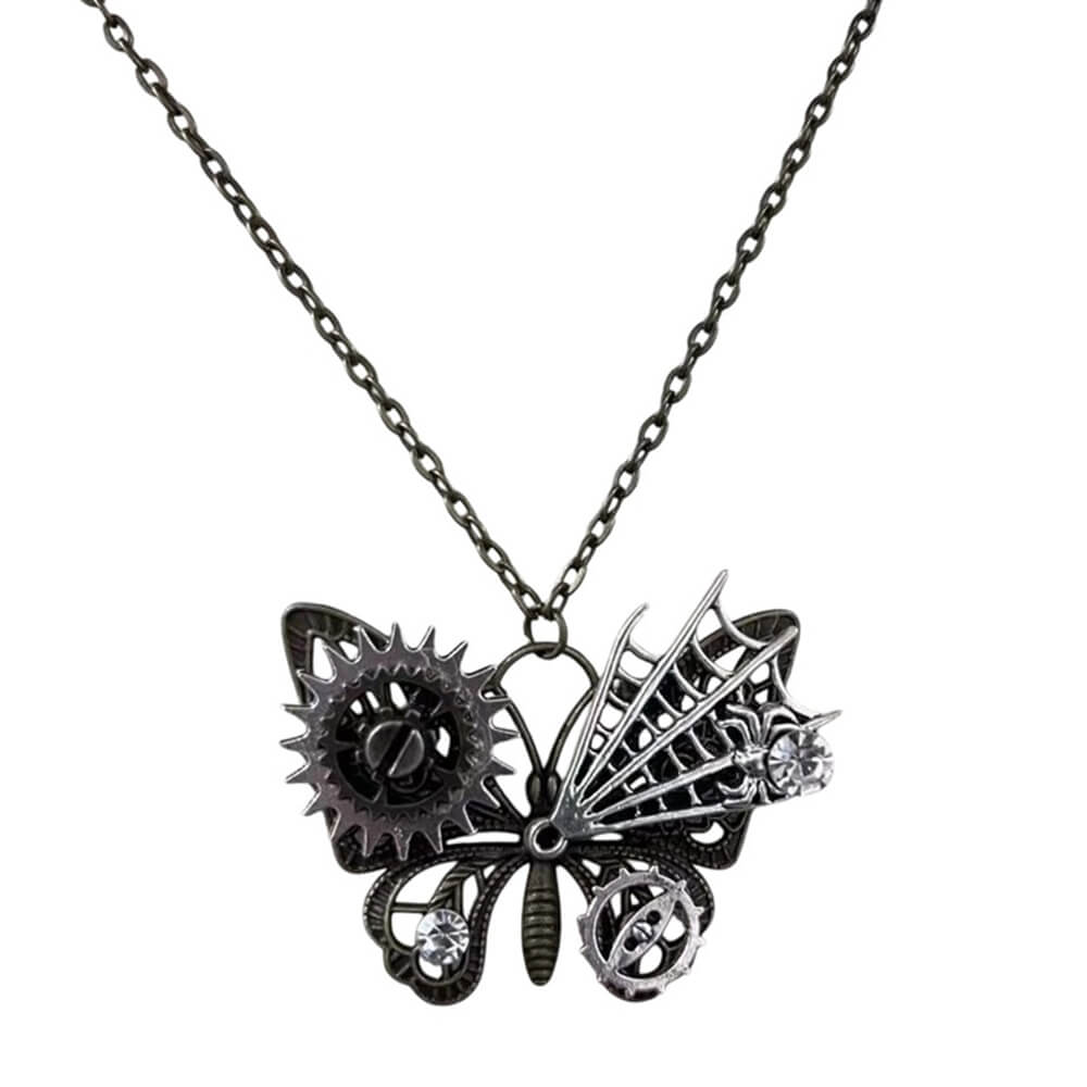 grunge mechanical butterfly necklace boogzel clothing
