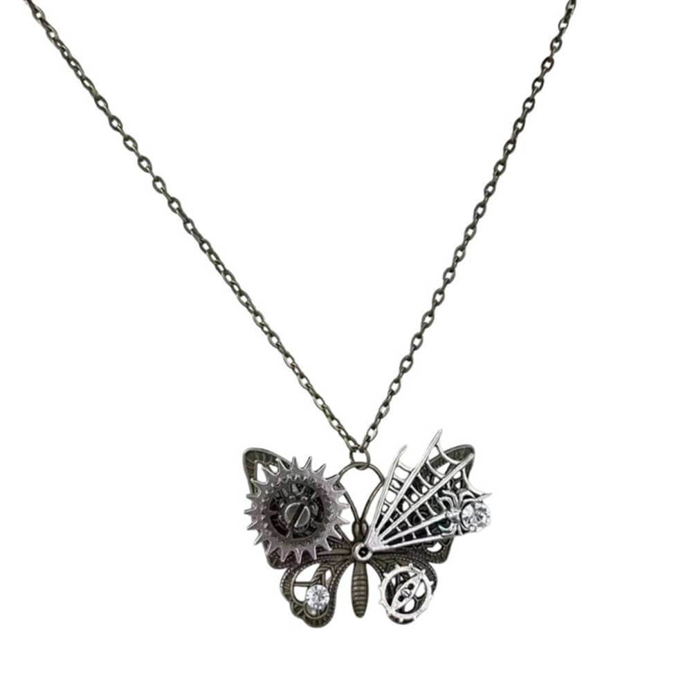 grunge mechanical butterfly necklace boogzel clothing