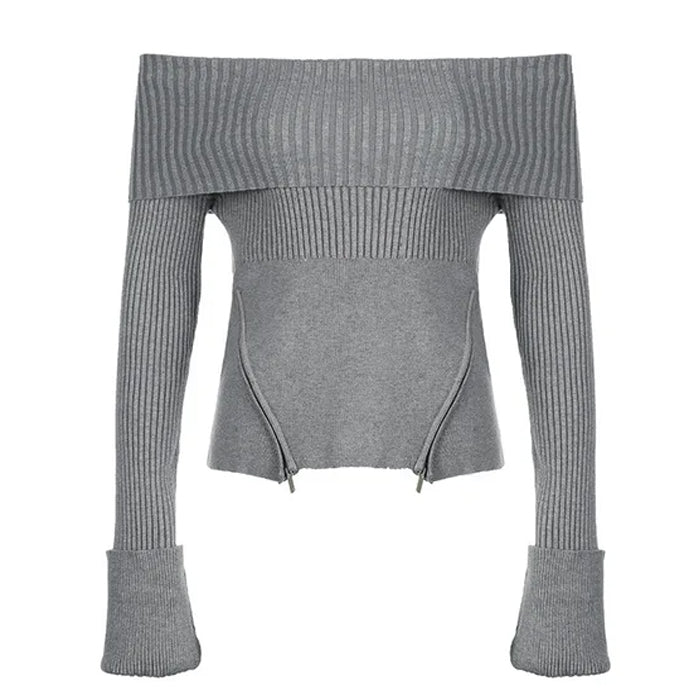 grunge off shoulder knit sweater boogzel clothing