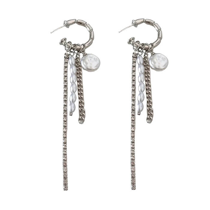 grunge pearl chain tassel earrings boogzel clothing