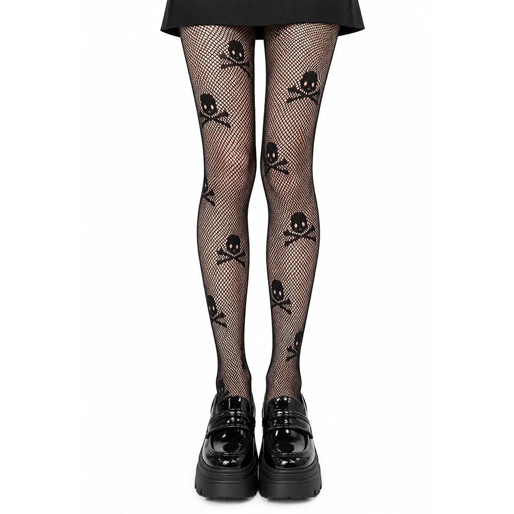 grunge skull fishnet tights boogzel clothing