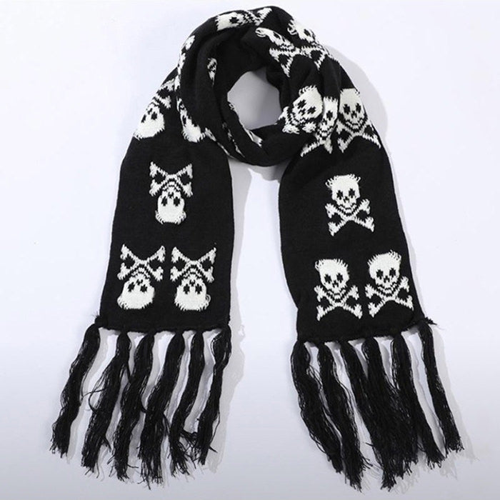 grunge skull knitted scarf boogzel clothing