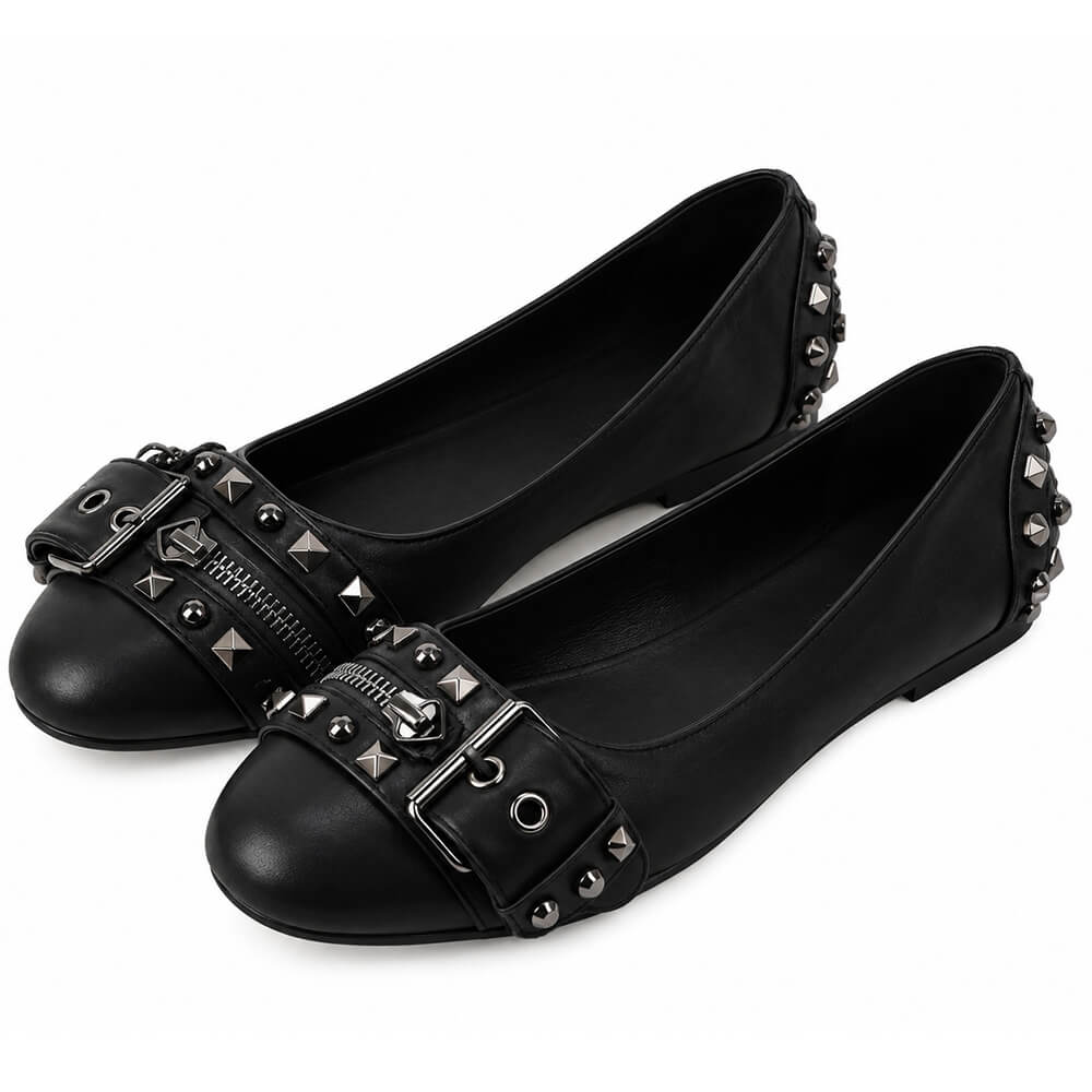 grunge sleaze studded ballet flats boogzel clothing