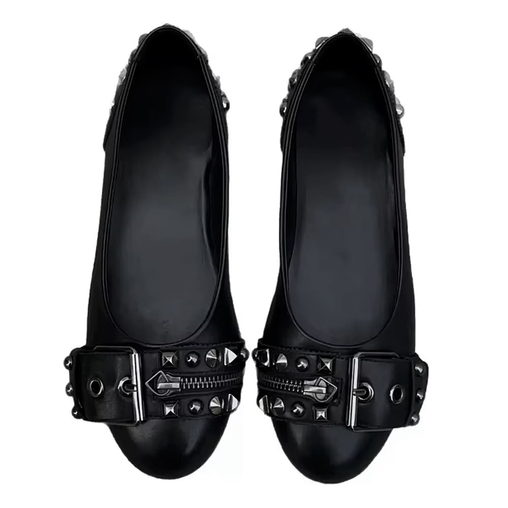 grunge sleaze studded ballet flats boogzel clothing