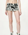 grunge spider web print denim shorts boogzel clothing