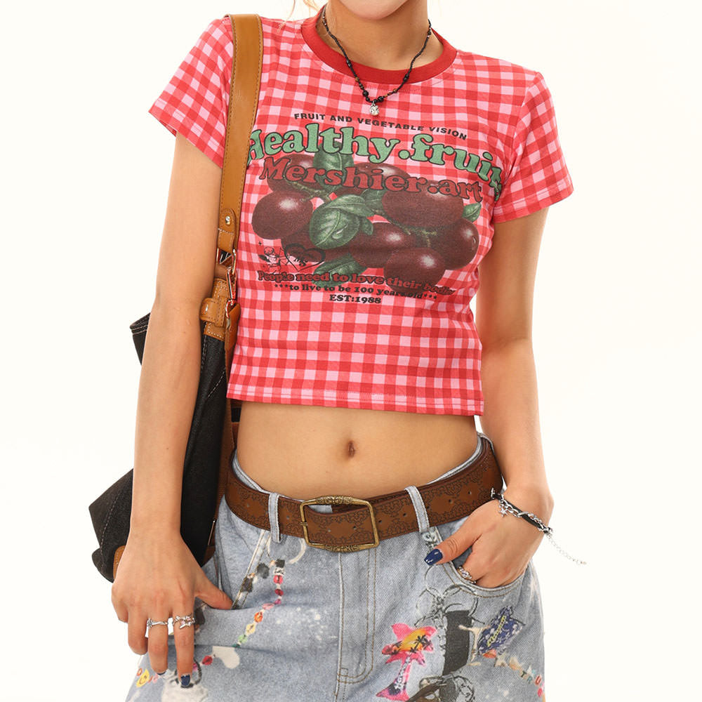 healthy fruits gingham baby tee boogzel clothing