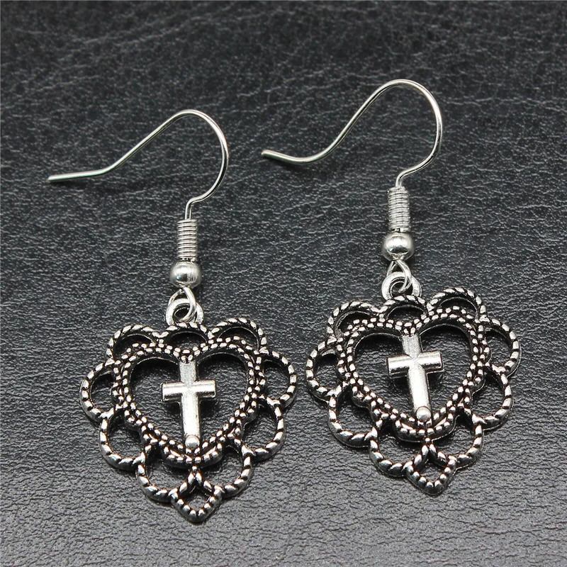 Heart Cross Earrings boogzel clothing