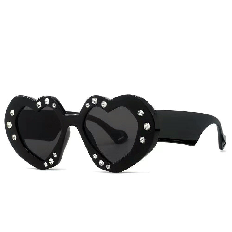 Heart-shaped-leopard-sunglasses with rhinestones  - Boogzel Clothing