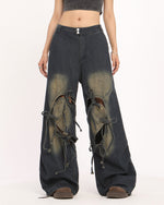 heart bow wide leg skater jeans boogzel clothing