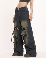 heart bow wide leg skater jeans boogzel clothing