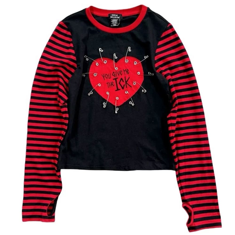heartbreaker striped sleeve top boogzel clothing