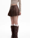 brown leather mini skirt boogzel clothing