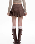 brown leather mini skirt boogzel clothing