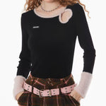 heart cutout long sleeve top boogzel clothing