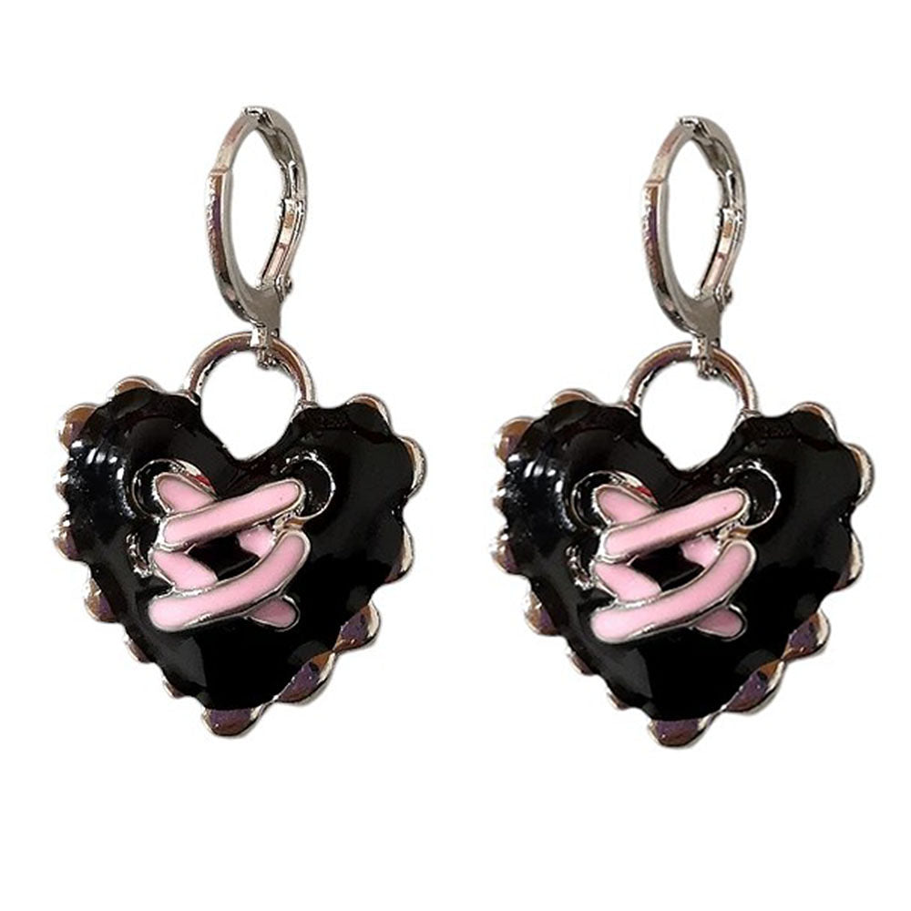 heart lace up earrings boogzel clothing