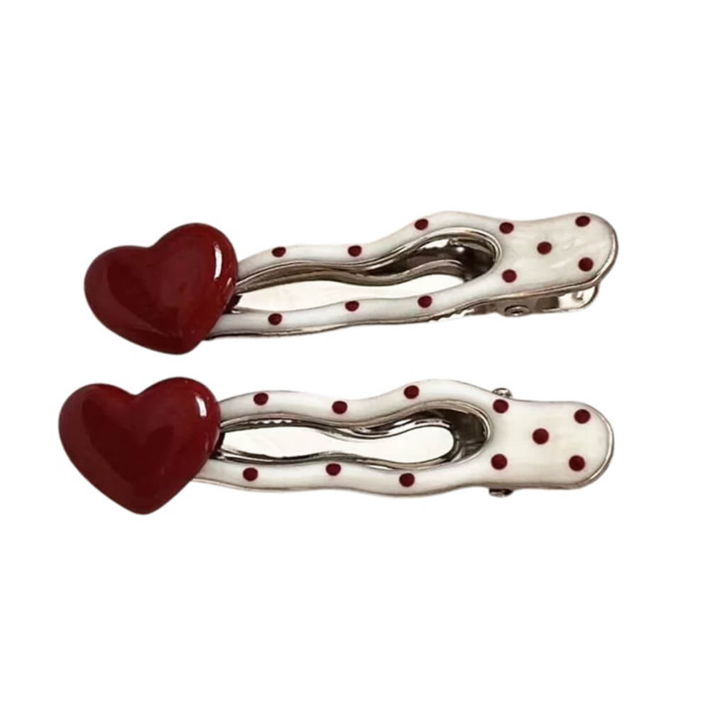 heart polka dot hair clips boogzel clothing