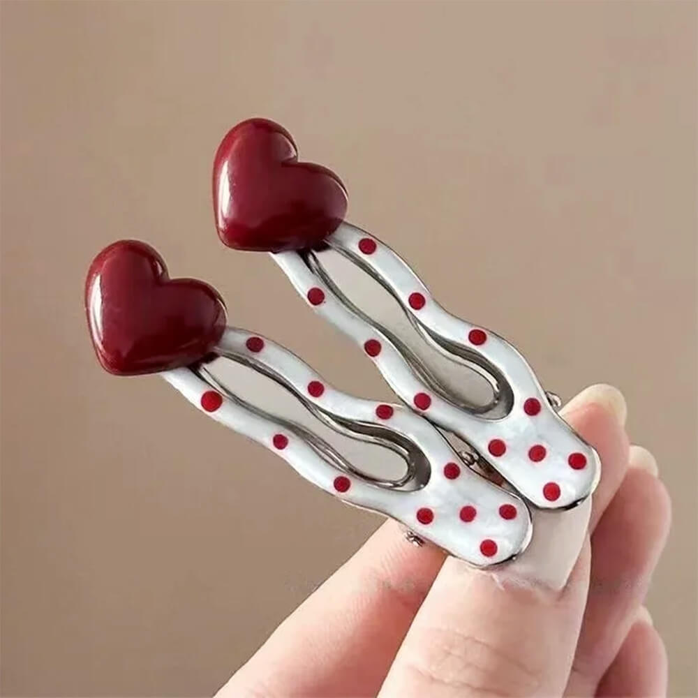 heart polka dot hair clips boogzel clothing