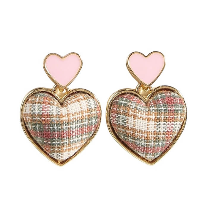 heart shape tweed earrings boogzel clothing