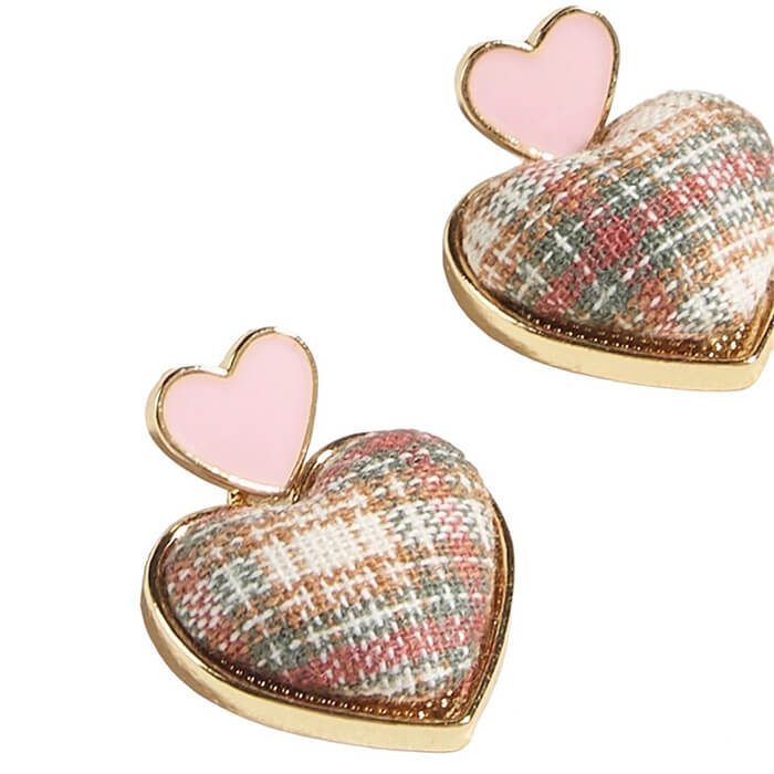 heart tweed earrings boogzel clothing