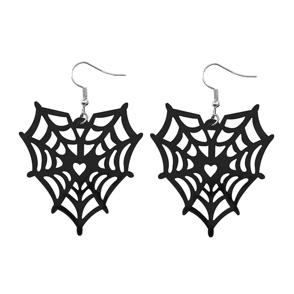 heart spider web earrings boogzel clothing