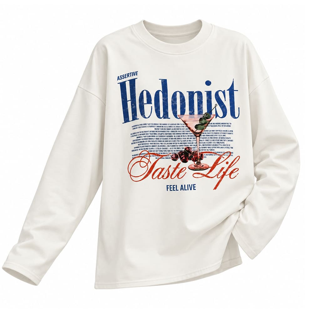 hedonist print aesthetic long sleeve top boogzel clothing