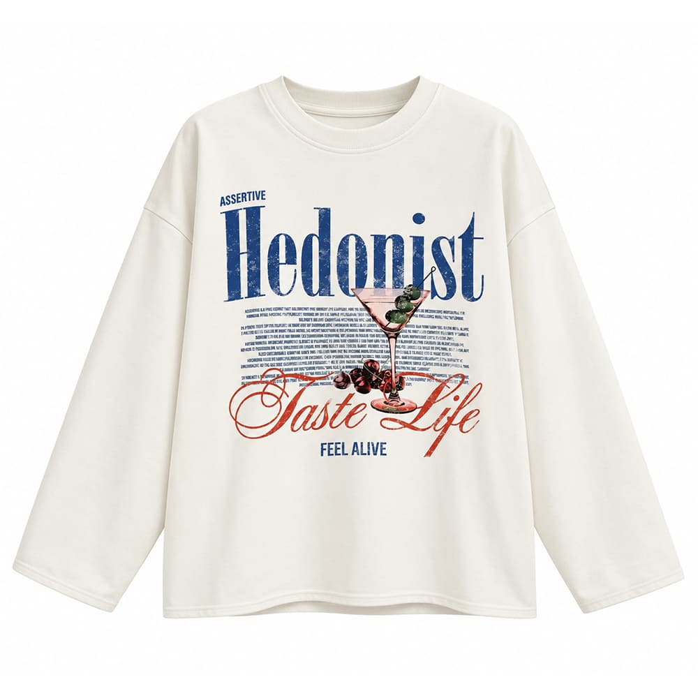 hedonist print aesthetic long sleeve top boogzel clothing