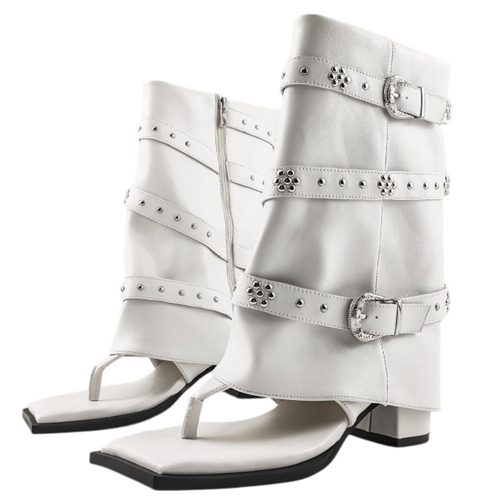 white heeled sandal boots boogzel clothing