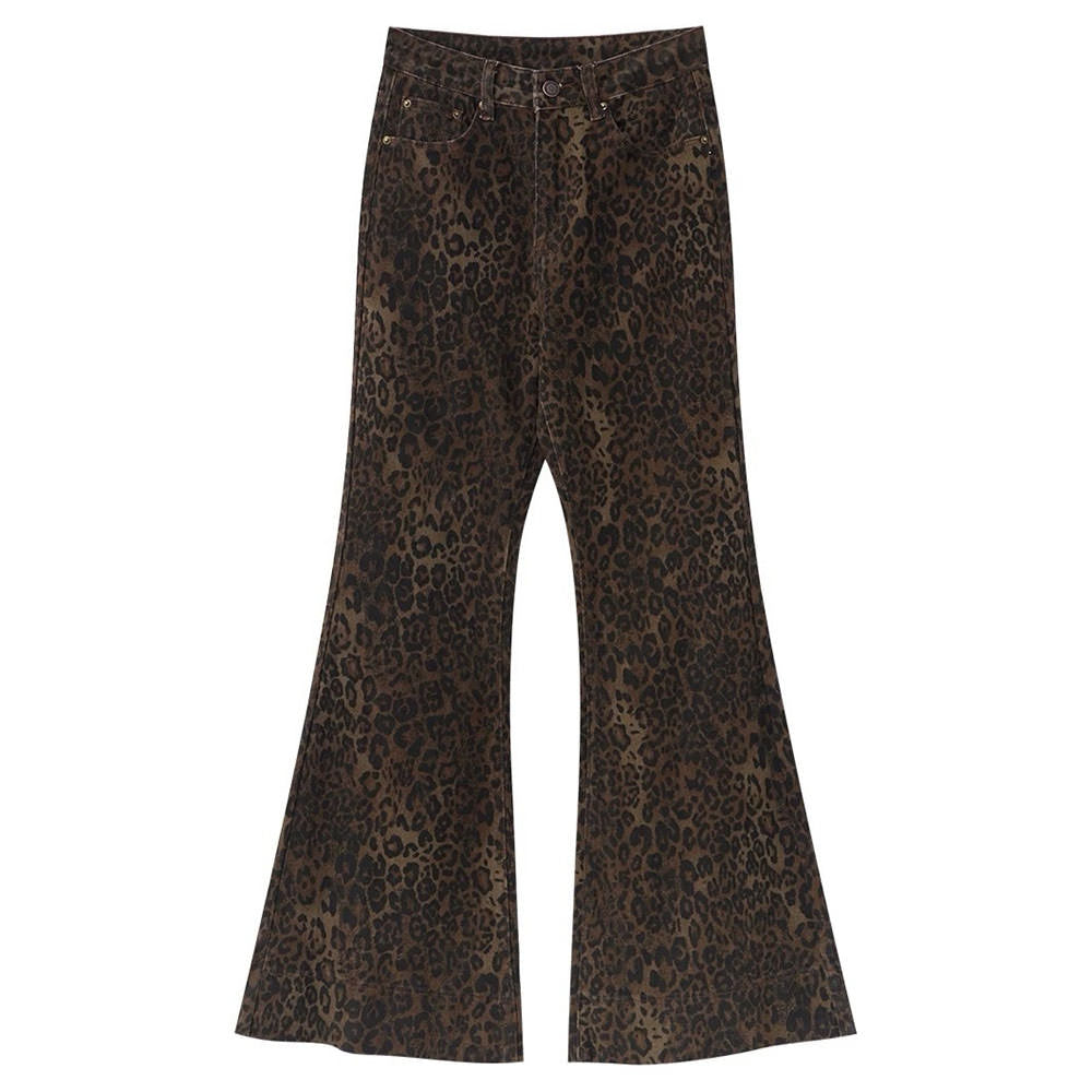 high-waisted leopard flare jeans boogzel clothing