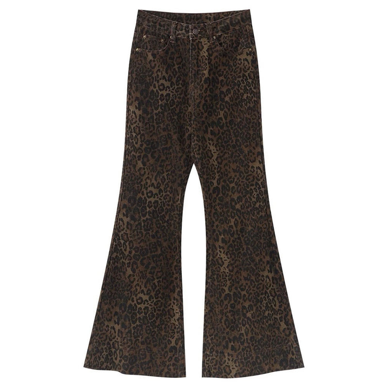 high-waisted leopard flare jeans boogzel clothing