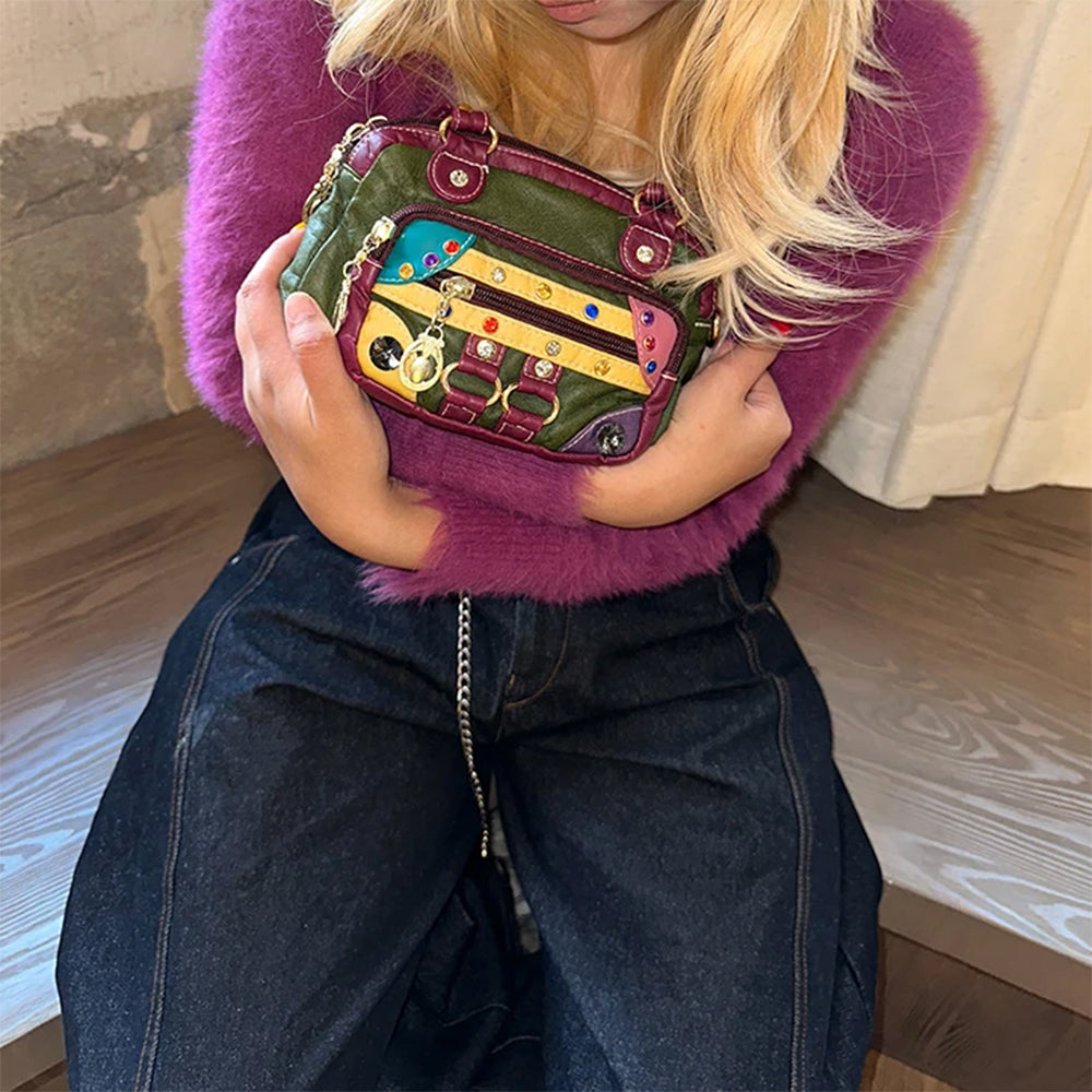 hippie aesthetic patchwork mini bag boogzel clothing