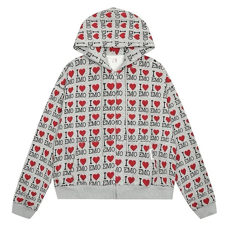I Love Emo Hoodie | BOOGZEL CLOTHING – Boogzel Clothing I LOVE EMO 総柄 ジップアップパーカー ブルーswag y2k