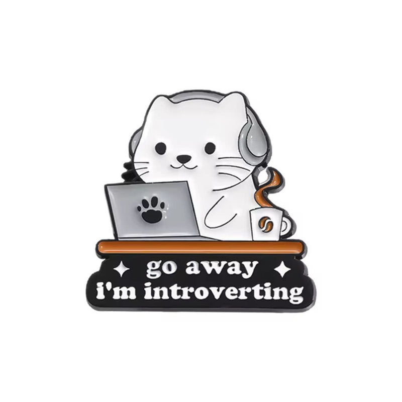 i am introverting cat brooch pin boogzel clothing