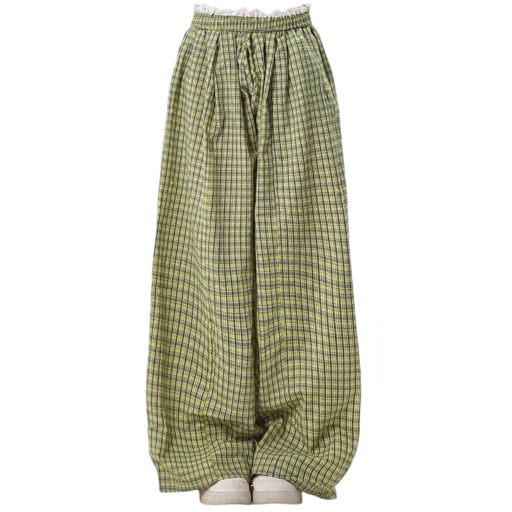 indie aesthetic green plaid pants boogzel clothing