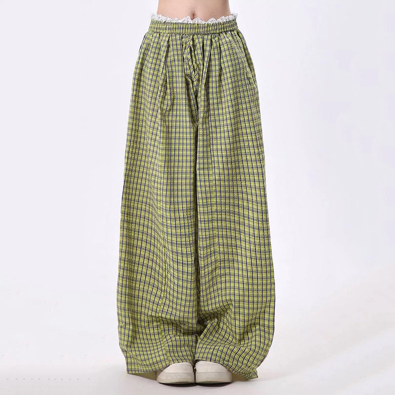 indie aesthetic green plaid pants boogzel clothing