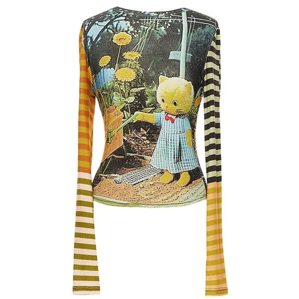 indie liminal cat striped long sleeve top boogzel clothing
