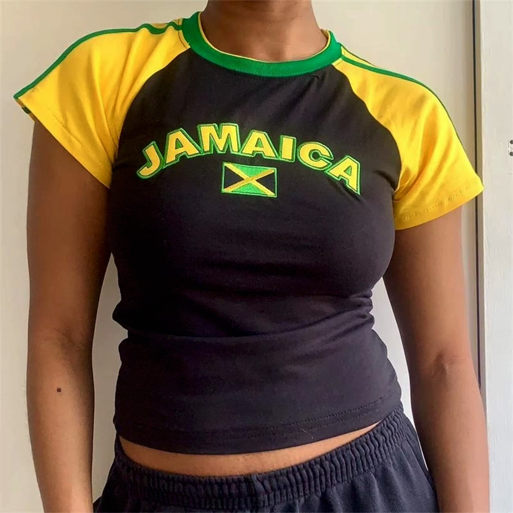 jamaica embroidery crop top boogzel clothing