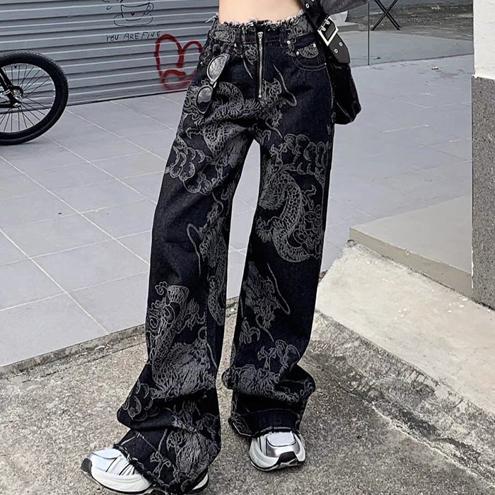 japanese dragon aesthetic jeans boogzel clothing