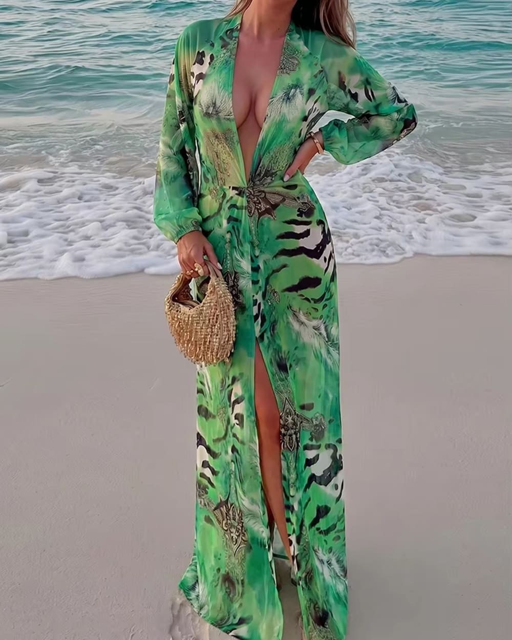 jungle muse green maxi dress boogzel clothing