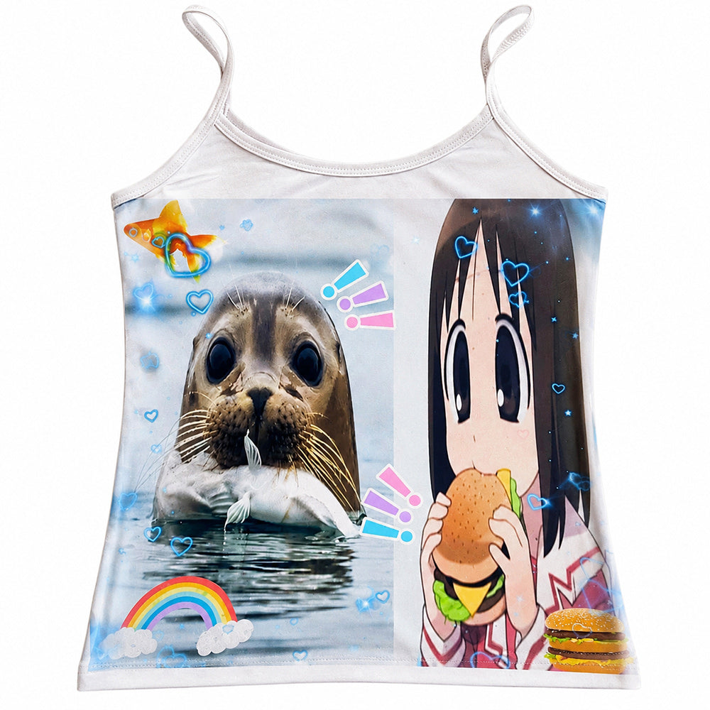 kawaii girl and seal tank top boogzel clothing
