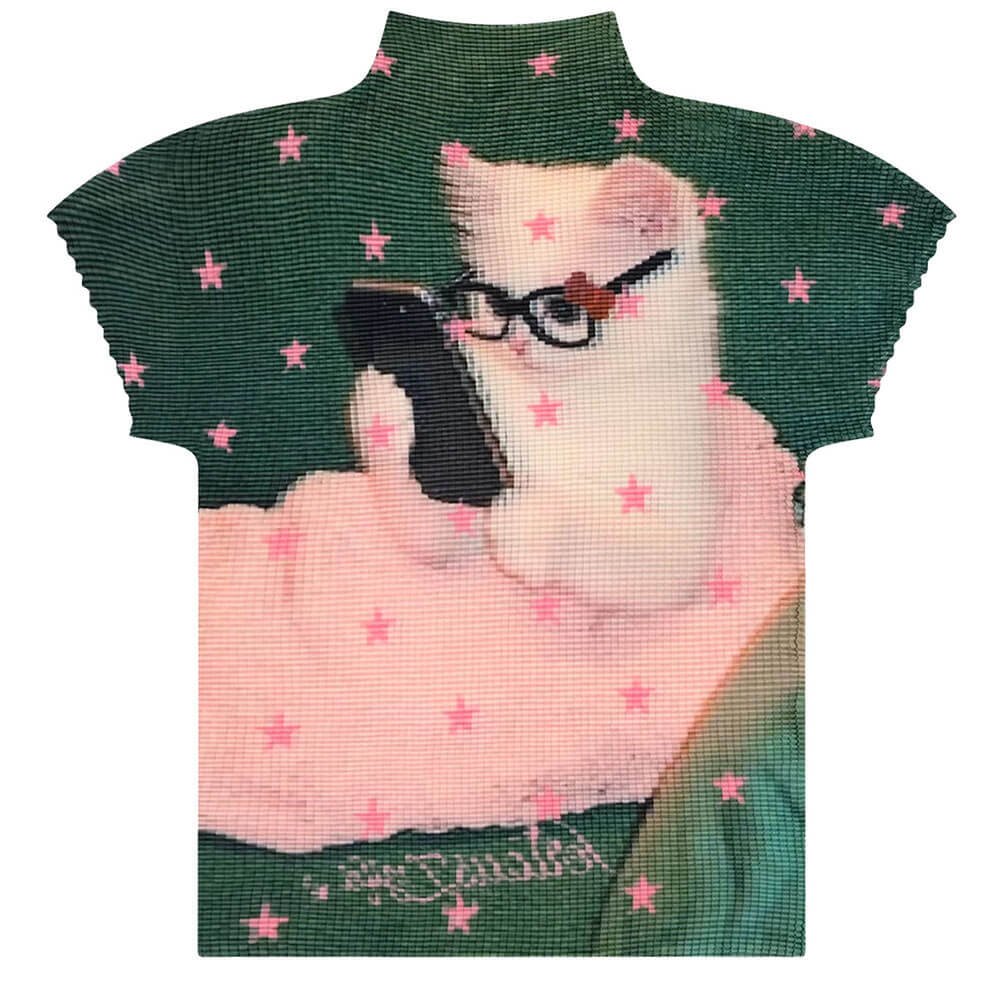 kitten with glasses print baby tee boogzel clothing