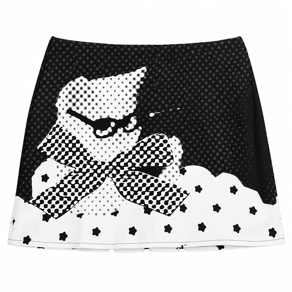 kitty bow graphic mini skirt boogzel clothing