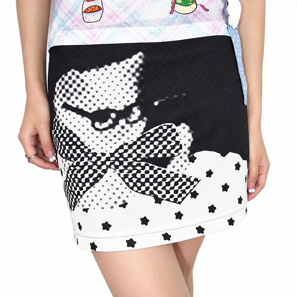 kitty bow graphic mini skirt boogzel clothing